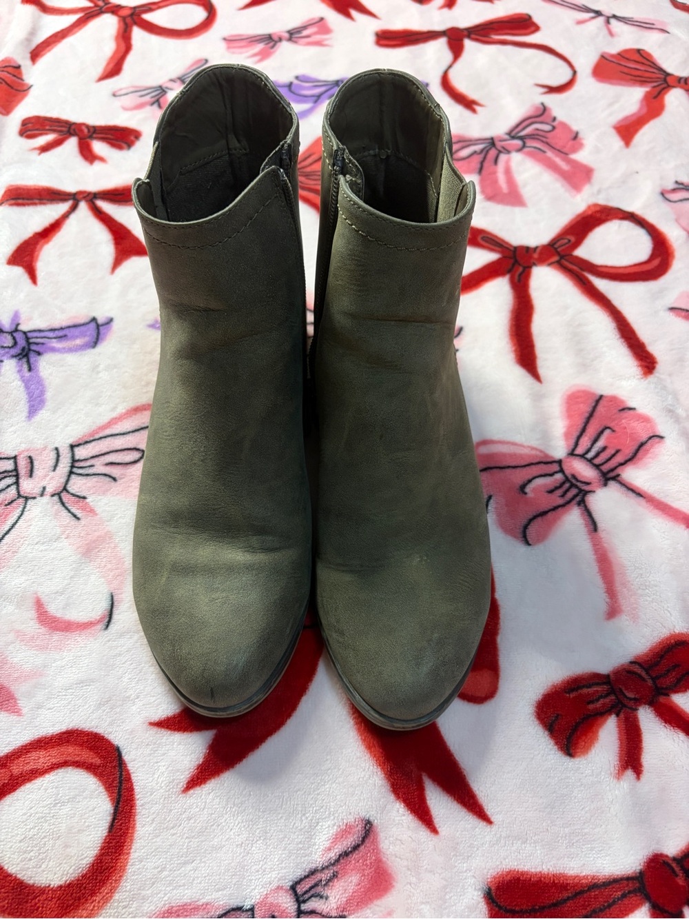 Time and Tru Olive Green Ankle Booties